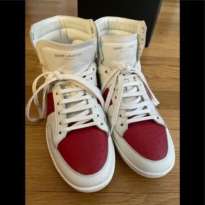 Saint Laurent Leather High Top Sneakers